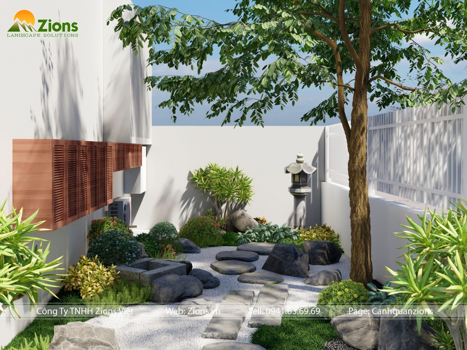 Thiết kế sân vườn sau nhà | Design by Zion's